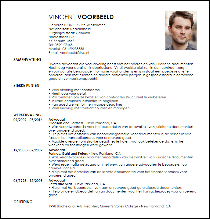 advocaat voorbeeld cv