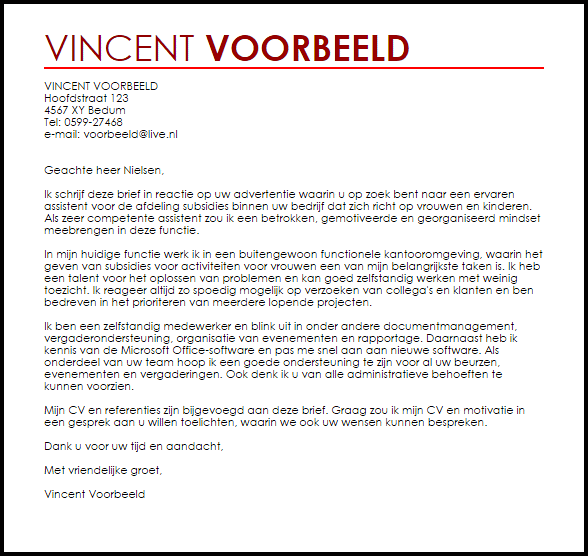 Voorbeeld Sollicitatiebrief Livecareer Nl