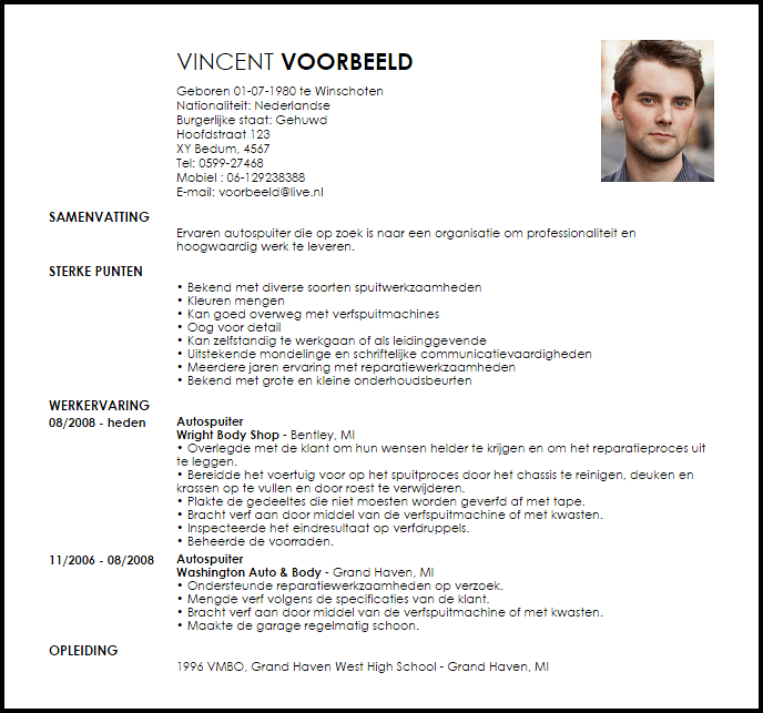 autospuiter voorbeeld cv