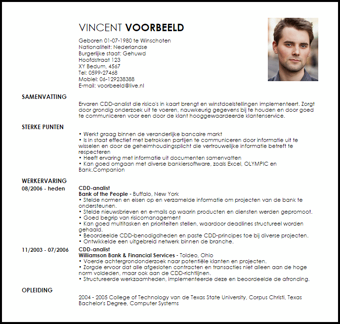 cdd specialist voorbeeld cv