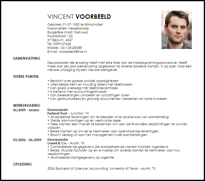 deurwaarder voorbeeld cv