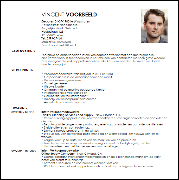 inside sales voorbeeld cv