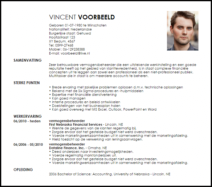 vermogensbeheerder voorbeeld cv