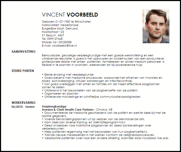 verpleegkundige voorbeeld cv