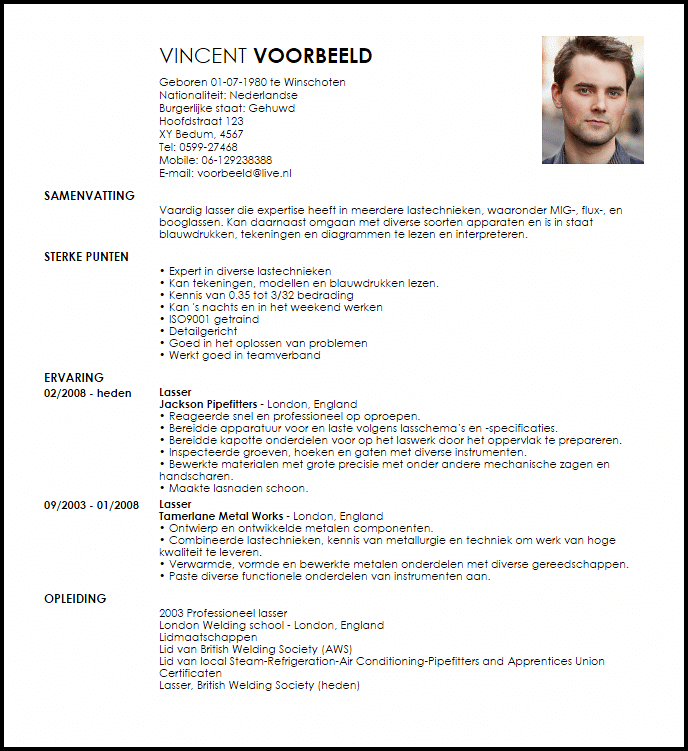 welder voorbeeld cv